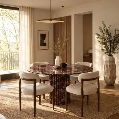 Lawn tables - Dining Tables -120X120X75 cm - Ocel - Marbre Rosso Levano - STONE VALLEY