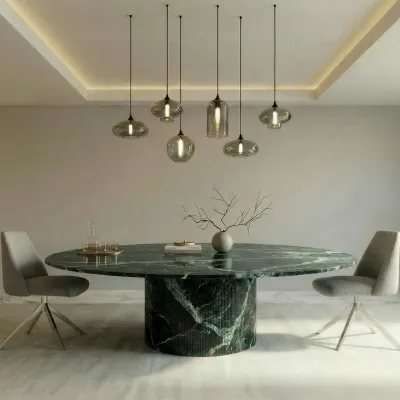 Lawn tables - Dining Tables -150X150X75 cm - Ocel - Marbre Verde Alpi - STONE VALLEY