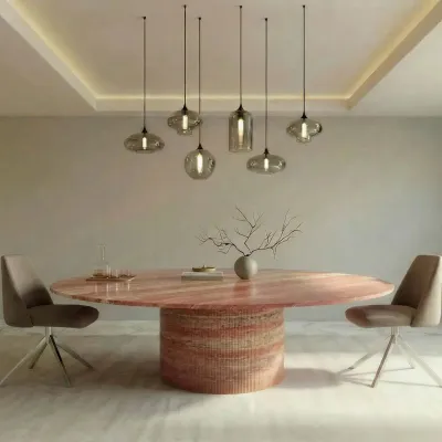 Tables pour hôtels - Tables à manger - 150X150X75 cm - Ocel - Travertin Rouge - STONE VALLEY