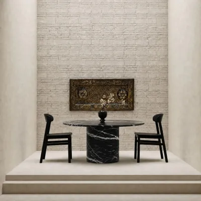 Tables de jardin - Table à manger - 180X180X75cm - Ocel - Marbre Nero Maquina - STONE VALLEY