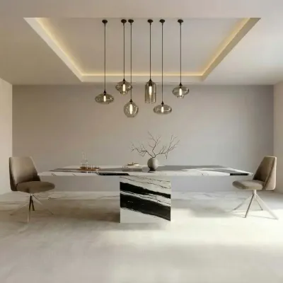 Lawn tables - Dining Tables -150X150X75 cm - Carrera - Marbre Panda - STONE VALLEY