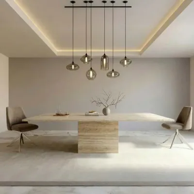 Dining Tables - Dining Tables -150X150X75 cm - Carrera - Travertin Classique - STONE VALLEY