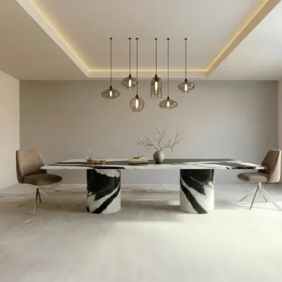 Tables de jardin - Table à manger - 200X100X75cm - Jaspura - Marbre Panda - STONE VALLEY