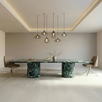 Lawn tables - Dining Tables -200X100X75 cm - Jaspura - Marbre Verde Alpi - STONE VALLEY