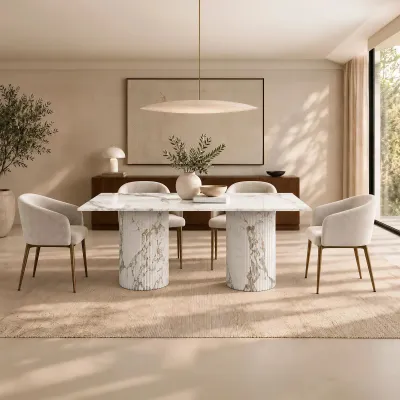 Lawn tables - Dining Tables -200X100X75 cm - Jaspura - Marbre Calacatta Oro - STONE VALLEY