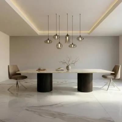 Tables de jardin - Tables à manger - 220X110X75 cm - Jaspura - Marbre Crema - STONE VALLEY