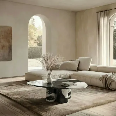 Tables de jardin - Tables basses - 80X80X40 cm - Rivage - Marbre Panda - STONE VALLEY
