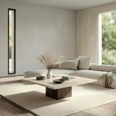 Tables basses - Tables basses - 70X70X40 cm - Carrera - Marbre Crema - STONE VALLEY
