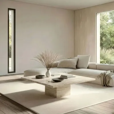 Tables de jardin - Table basse - 90X90X40cm - Carrera - Travertin Classique - STONE VALLEY