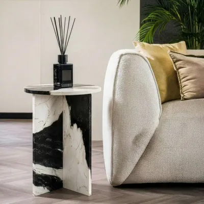 Hotel bedrooms - Other tables -45X45X55 cm - Ocel - Marbre Panda - STONE VALLEY