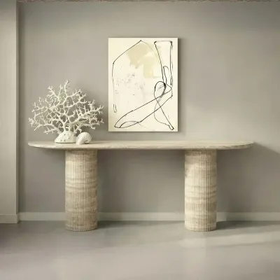 Console table - Console table -160X40X85 cm - Ombrure - Travertin Classique - STONE VALLEY