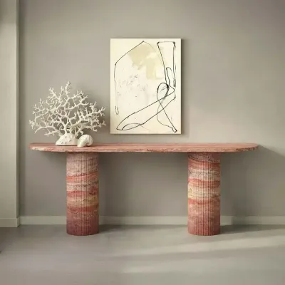 Tables pour hôtels - Table console - 160X40X85 cm - Ombrure - Travertin Rouge - STONE VALLEY