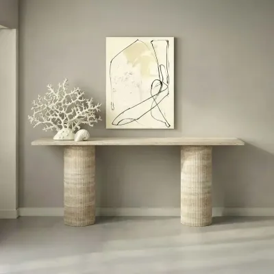 Console table - Console table -160X40X85 cm - Ombrure - Travertin Classique - STONE VALLEY