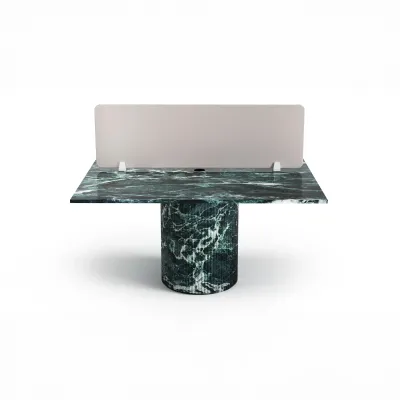 Office furniture and storage - Desks -140X140X75 cm - Escalerion - Marbre Verde Alpi - STONE VALLEY