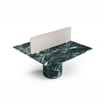 Office furniture and storage - Desks -140X140X75 cm - Escalerion - Marbre Verde Alpi - STONE VALLEY