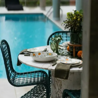 Tables for hotels - Dining Tables -120X120X75 cm - Ocel - Marbre Calacatta Oro - STONE VALLEY