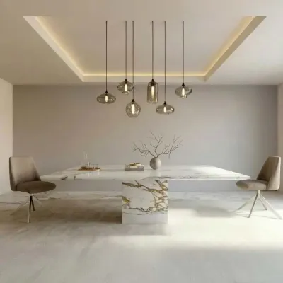 Tables for hotels - Dining Tables -100X100X75 cm - Carrera - Marbre Calacatta Oro - STONE VALLEY