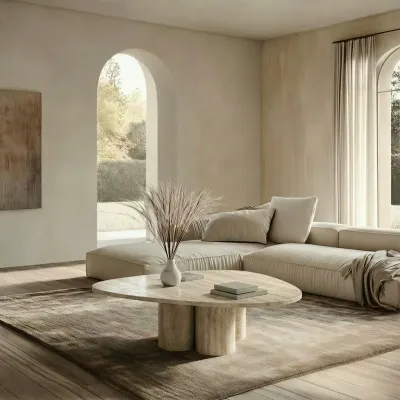 Tables de jardin - Tables basses - 80X80X40 cm - Rivage - Travertin Classique - STONE VALLEY