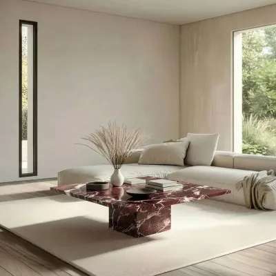 Tables pour hôtels - Tables basses - 70X70X40 cm - Carrera - Marbre Rosso Levano - STONE VALLEY