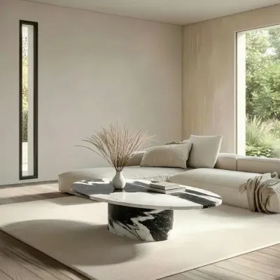 Tables de jardin - Table basse - 140X80X40cm - Valleyra - Marbre Panda - STONE VALLEY