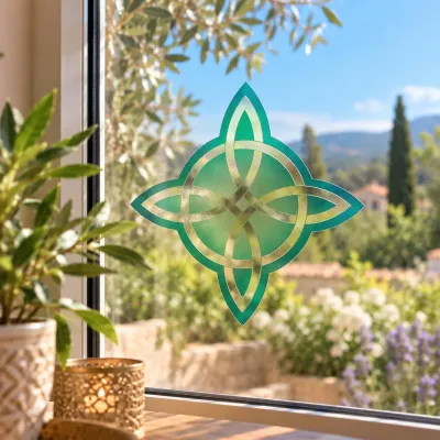 Decorative objects - Blue openwork Witches Knot window sticker - MANDALASHOP