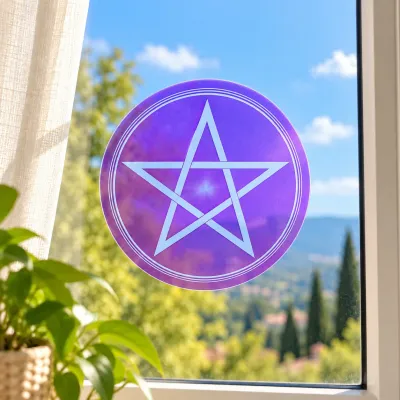 Decorative objects - Purple Pentacle Window Sticker - MANDALASHOP