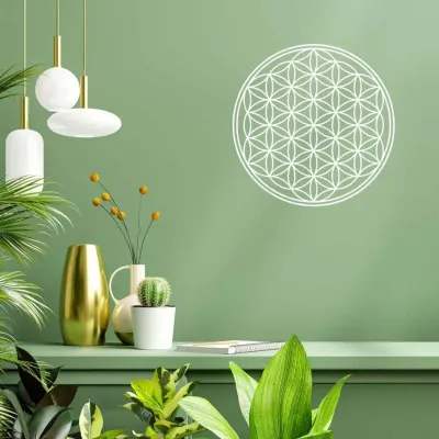 Decorative objects - White Flower of Life wall sticker - MANDALASHOP