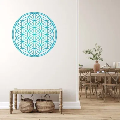 Decorative objects - Turquoise Flower of Life wall sticker - MANDALASHOP