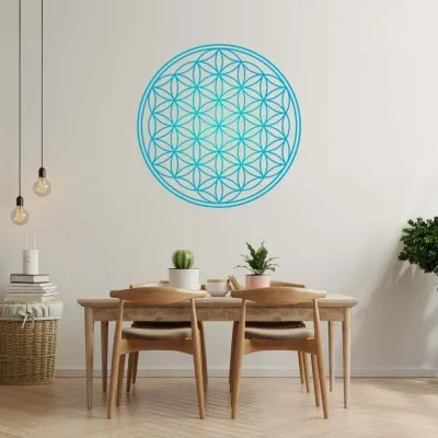 Decorative objects - Turquoise Flower of Life wall sticker - MANDALASHOP