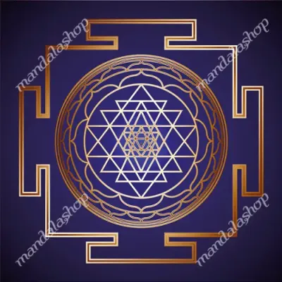 Objets de décoration - Toile Sri Yantra (fond bleu) - MANDALASHOP