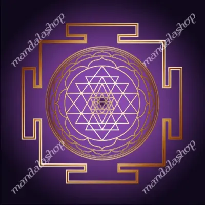 Objets de décoration - Toile Sri Yantra (fond violet) - MANDALASHOP