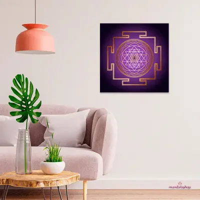 Objets de décoration - Toile Sri Yantra (fond violet) - MANDALASHOP