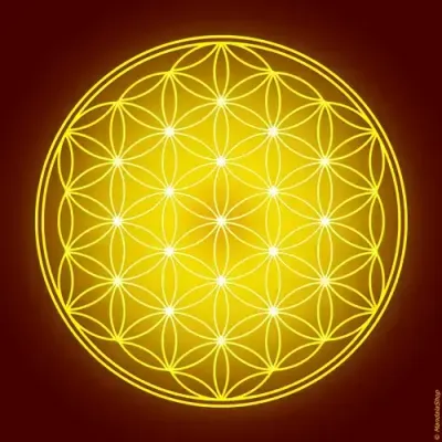 Decorative objects - Flower of Life canvas - yellow (7 colours at choice) - MANDALASHOP