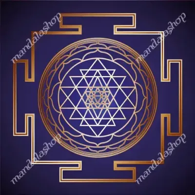 Decorative objects - Sri Yantra canvas (blue background) - MANDALASHOP