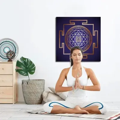 Decorative objects - Sri Yantra canvas (blue background) - MANDALASHOP