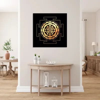 Decorative objects - Sri Yantra canvas (black background) - MANDALASHOP