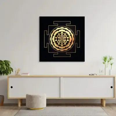 Decorative objects - Sri Yantra canvas (black background) - MANDALASHOP