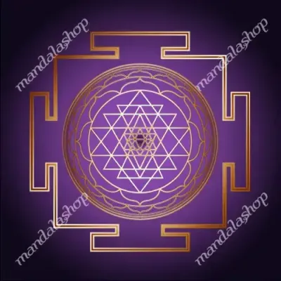Decorative objects - Sri Yantra canvas (purple background) - MANDALASHOP