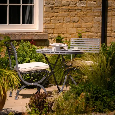 Coffee tables - Darsham Folding Bistro Table Hand Etched (0.8m) - HARROD HORTICULTURAL