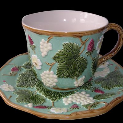 Céramique - Turquoise breakfast cup and saucer "George Sand à Nohant" collection - AU BAIN MARIE