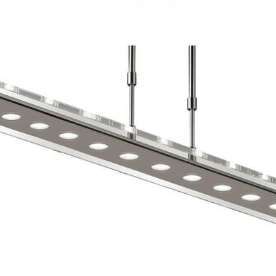 Suspensions - Luminaire suspension à 14 LED Fusiontables en nickel et verre - FUSIONTABLES