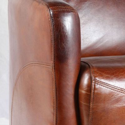 Sofas - Gentleman Cigar Sofa in Leather - Vintage Elegance and Comfort - JP2B DECORATION