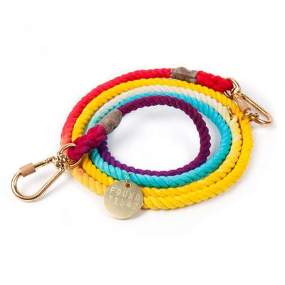 Pet accessories - Rainbow ombre cotton rope dog leash, Adjustable - FOUND MY ANIMAL
