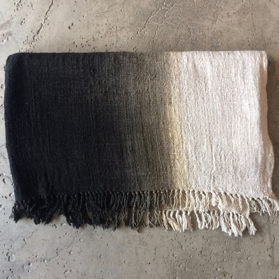 Throw blankets - Hand woven cotton throw / blanket dip dye black - ATELIER MCDANIEL