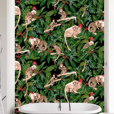Other wall decoration - Tribu Wallpaper - Brown Monkeys - KARIOKAS