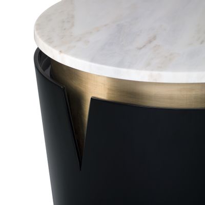 Tables basses - Table d'appoint Moon avec Plateau En Onyx Blanc Et Détails En Laiton Brossé - DUISTT