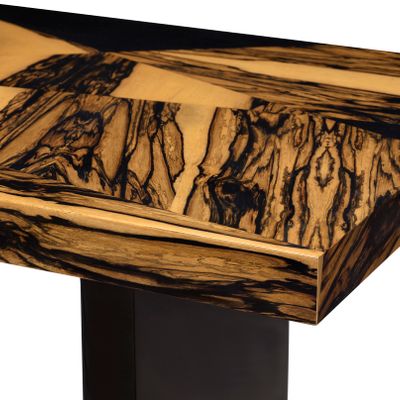 Consoles - Console Géométrie en Marqueterie d'Ebène Blanc et Détails en Laiton - DUISTT