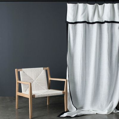 Rideaux et voilages - Joli rideau en lin lavé avec bord noir 140X270 CM - MAISON D'ÉTÉ
