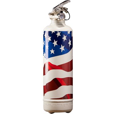 Objets de décoration - Extincteur déco USA flag blanc - FIRE DESIGN