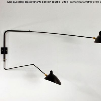 Outdoor wall lamps - Wall lamp 2 arms 1 curved - EDITIONS SERGE MOUILLE